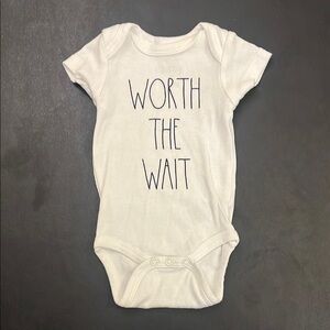 Rae Dunn Worth the Wait Onesie Size 0-3 Months